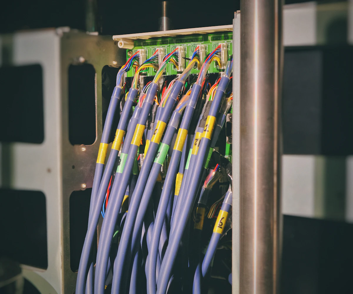 A network cable plugged into a router